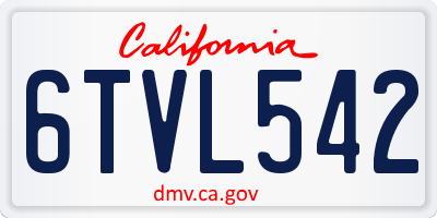 CA license plate 6TVL542