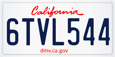 CA license plate 6TVL544