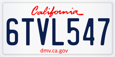 CA license plate 6TVL547