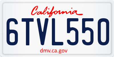 CA license plate 6TVL550