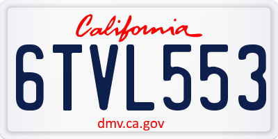 CA license plate 6TVL553