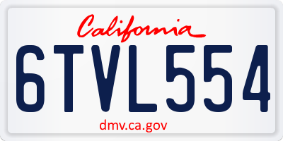 CA license plate 6TVL554