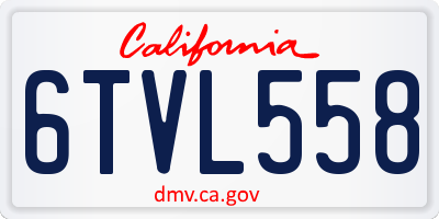 CA license plate 6TVL558