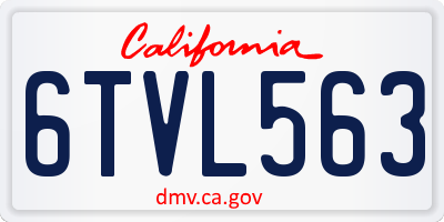 CA license plate 6TVL563