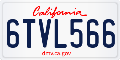 CA license plate 6TVL566
