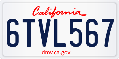 CA license plate 6TVL567