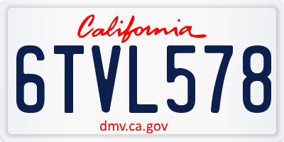 CA license plate 6TVL578