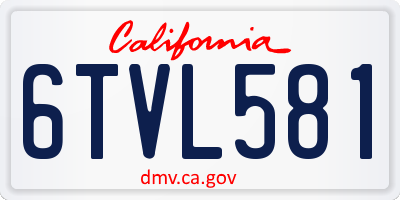 CA license plate 6TVL581