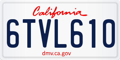 CA license plate 6TVL610