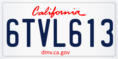 CA license plate 6TVL613
