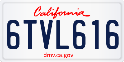 CA license plate 6TVL616