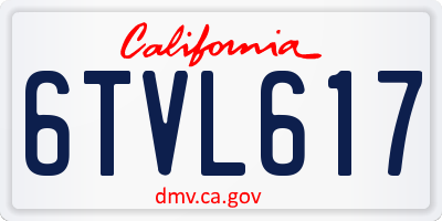 CA license plate 6TVL617