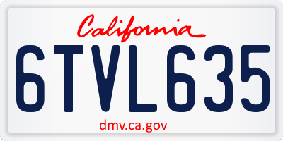 CA license plate 6TVL635