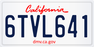 CA license plate 6TVL641