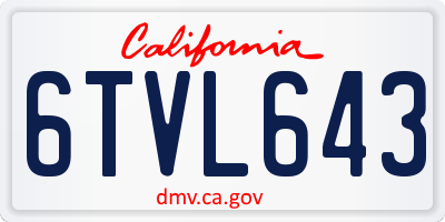 CA license plate 6TVL643