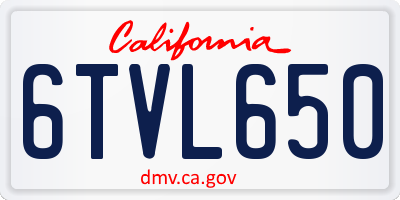 CA license plate 6TVL650