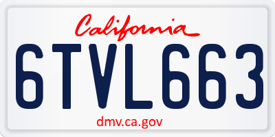CA license plate 6TVL663