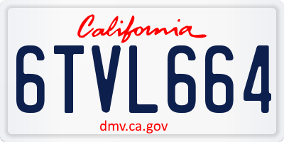 CA license plate 6TVL664