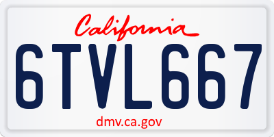 CA license plate 6TVL667