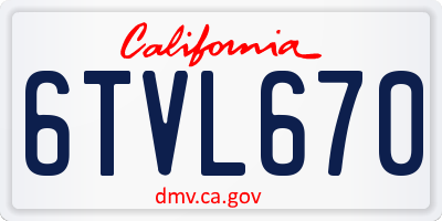 CA license plate 6TVL670