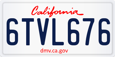 CA license plate 6TVL676