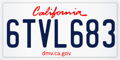 CA license plate 6TVL683