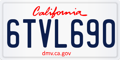 CA license plate 6TVL690