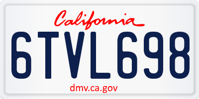 CA license plate 6TVL698