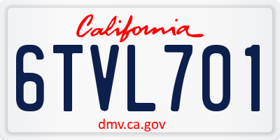 CA license plate 6TVL701