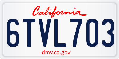 CA license plate 6TVL703
