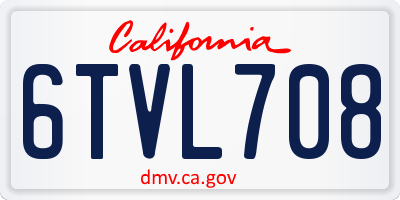 CA license plate 6TVL708