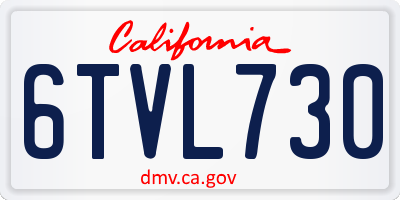 CA license plate 6TVL730