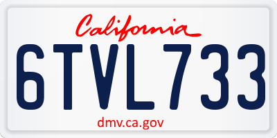 CA license plate 6TVL733