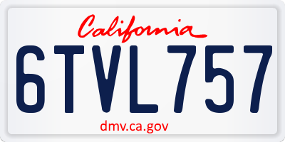 CA license plate 6TVL757