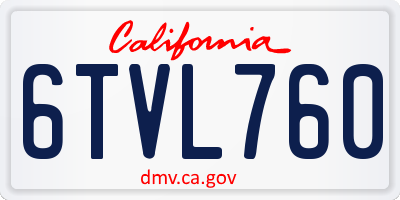 CA license plate 6TVL760