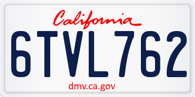 CA license plate 6TVL762