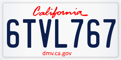 CA license plate 6TVL767