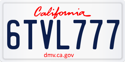 CA license plate 6TVL777