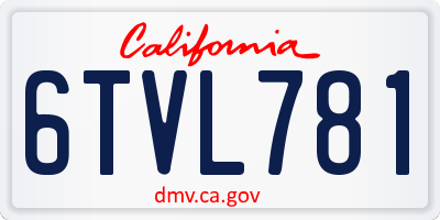 CA license plate 6TVL781