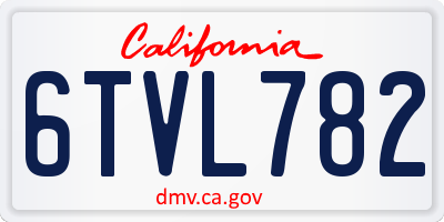 CA license plate 6TVL782