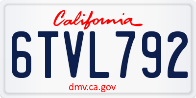 CA license plate 6TVL792