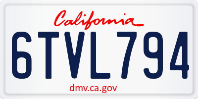 CA license plate 6TVL794