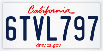 CA license plate 6TVL797