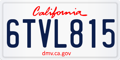 CA license plate 6TVL815