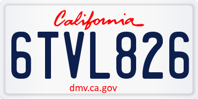 CA license plate 6TVL826