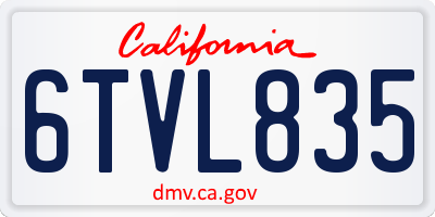 CA license plate 6TVL835