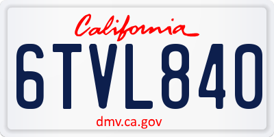 CA license plate 6TVL840