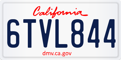 CA license plate 6TVL844