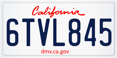 CA license plate 6TVL845