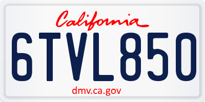 CA license plate 6TVL850